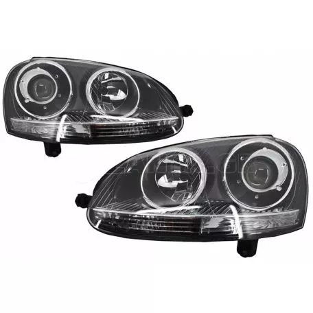 Μπροστινά Φανάρια Set Για Vw Golf V (5) 03-08 Projectors GTI / R32 Look Χρωμίου H7/H7 Με Μοτέρ & E-Mark Carner 