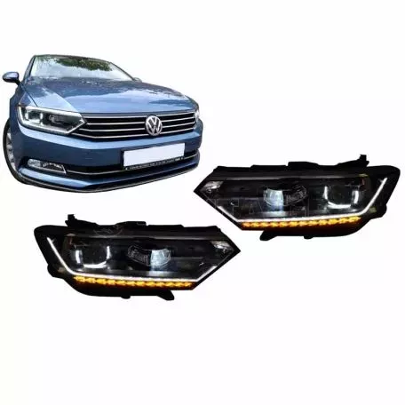 Μπροστινά Φανάρια Set Για Vw Passat B8 15+ DRL Led Matrix & Led Signal Dynamic R-Line Look Full Led Με Μοτέρ Carner 