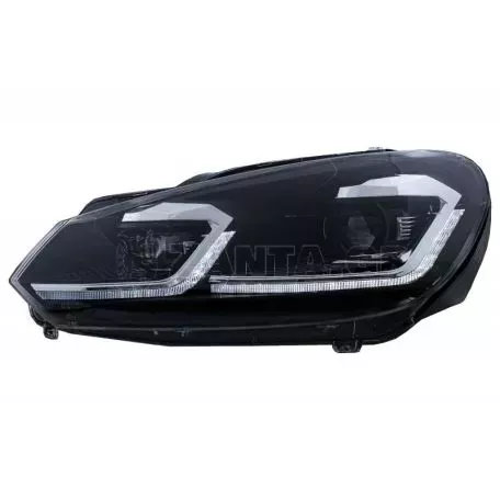 Μπροστινά Φανάρια Set Για Vw Golf VI (6) 08-12 DRL & Led Signal Dynamic Look Golf 7,5 Μαύρα Με ασημί Γραμμή H7 Με Μοτέρ Carner 
