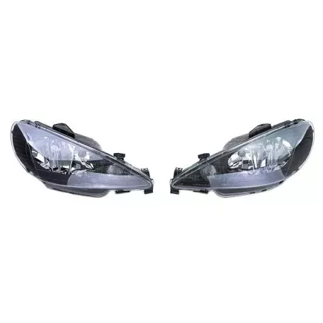 Μπροστινά Φανάρια Set Για Peugeot 206 98-13 Μαύρα Η7/Η7 Depo 