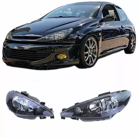 Μπροστινά Φανάρια Set Για Peugeot 206 98-13 Μαύρα Η7/Η7 Depo 