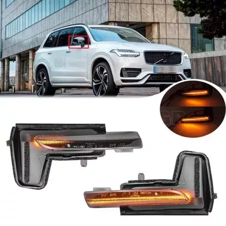 Φλας Καθρέπτη Για Volvo XC60 14+ / XC90 14+ / V90 16+ Led Dynamic Φιμέ 2 Τεμάχια 
