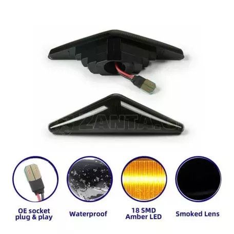 Πλαϊνά Φλας Φτερού Για Ford Focus 98-04 / Mondeo 00-07 Led Dynamic Φιμέ 2 Τεμάχια 