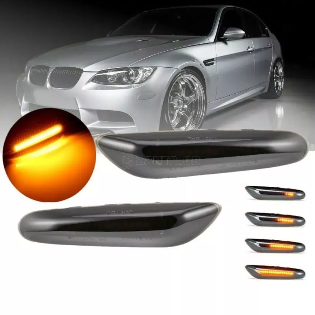 Πλαϊνά Φλας Φτερού Για Bmw 1 E81 / E82 / E87 / E88 / 3 E90 / E91 / E92 / E93 / X1 E84 / X3 E83 Led Dynamic Φιμέ 2 Τεμάχια