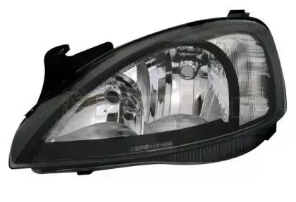 Φανάρια εμπρός για Opel Corsa (2001-2006) - μαύρα , με λάμπες (Η1) - σετ 2τμχ. 
