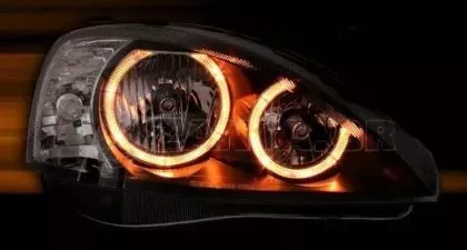 Φανάρια εμπρός angel eyes για Opel Corsa C(2001-2006) - μαύρα , χωρίς λάμπες (Η7) - σετ 2τμχ. 