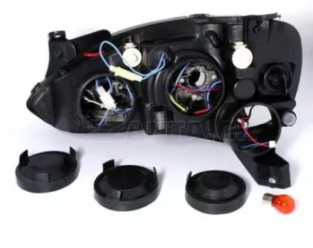 Φανάρια εμπρός angel eyes για Opel Corsa C(2001-2006) - μαύρα , χωρίς λάμπες (Η7) - σετ 2τμχ. 