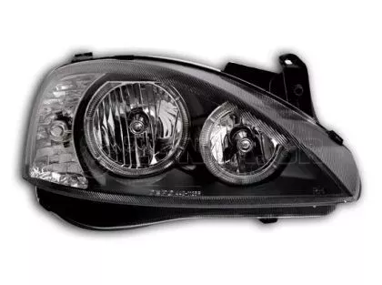 Φανάρια εμπρός angel eyes για Opel Corsa C(2001-2006) - μαύρα , χωρίς λάμπες (Η7) - σετ 2τμχ.