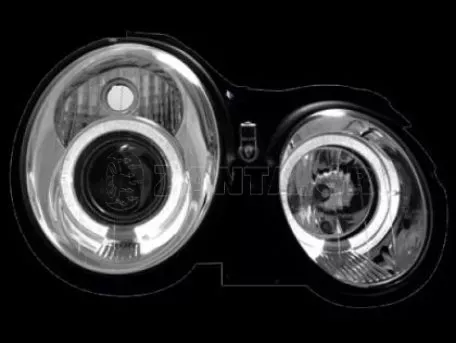 Φανάρια εμπρός angel eyes για Mercedes CLK W208 (1997-2002) , με λάμπες (Η1) - σετ 2τμχ. 