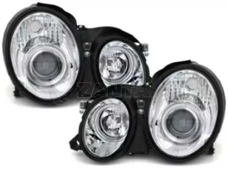 Φανάρια εμπρός angel eyes για Mercedes CLK W208 (1997-2002) , με λάμπες (Η1) - σετ 2τμχ. 