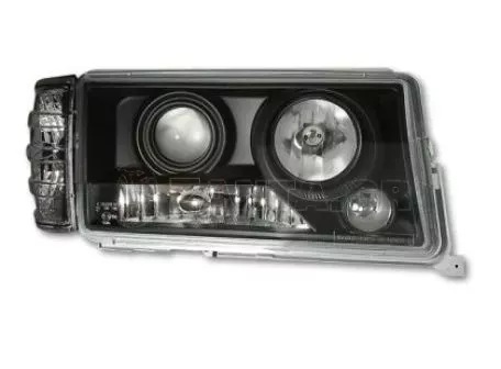 Φανάρια εμπρός angel eyes για Mercedes W201 E190 1982-1993) , μαύρα , με λάμπες (Η1) - σετ 2τμχ. 