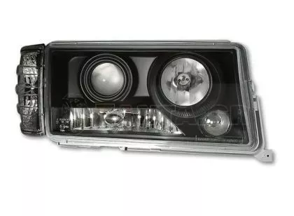 Φανάρια εμπρός angel eyes για Mercedes W201 E190 1982-1993) , μαύρα , με λάμπες (Η1) - σετ 2τμχ.