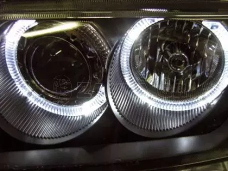 Φανάρια εμπρός angel eyes για Peugeot 206 , μαύρα , χωρίς λάμπες (Η7) - σετ 2τμχ. 