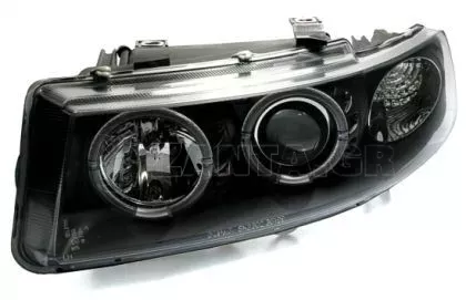Φανάρια εμπρός angel eyes για Seat Leon /Toledo (1999-2004) - μαύρα , με λάμπες (Η1) - σετ 2τμχ.