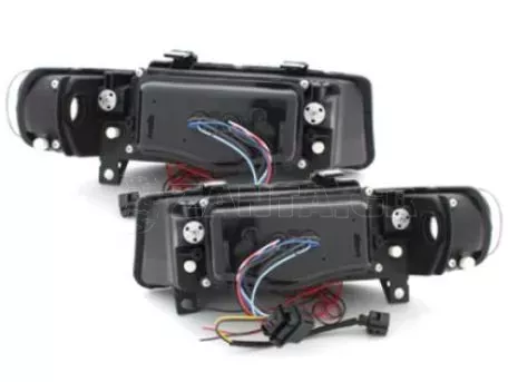 Φανάρια εμπρός angel eyes για Seat Leon /Toledo (1999-2004) - μαύρα , με λάμπες (Η1) - σετ 2τμχ. 