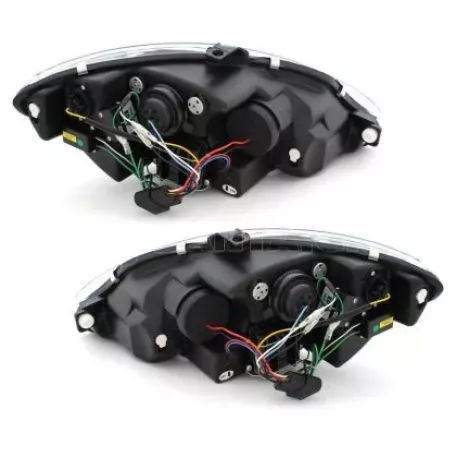 Φανάρια εμπρός led για Seat Altea /Leon / Toledo (2005-2009) - μαύρα , με λάμπες (Η1) - σετ 2τμχ. 