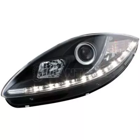 Φανάρια εμπρός led για Seat Altea /Leon / Toledo (2005-2009) - μαύρα , με λάμπες (Η1) - σετ 2τμχ. 