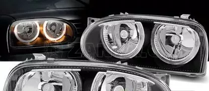 Φανάρια εμπρός angel eyes για Vw Golf 3 R32 design - μαύρα , χωρίς λάμπες (Η7) - σετ 2τμχ. 