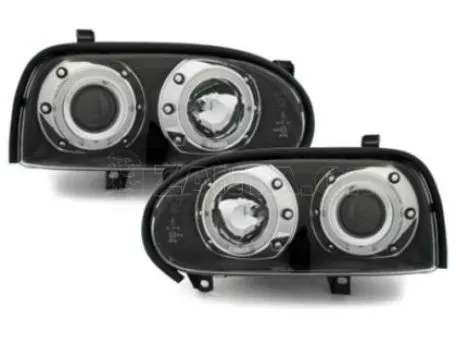 Φανάρια εμπρός angel eyes για Vw Golf ΙΙΙ - black , με λάμπες (Η1) - σετ 2τμχ. 