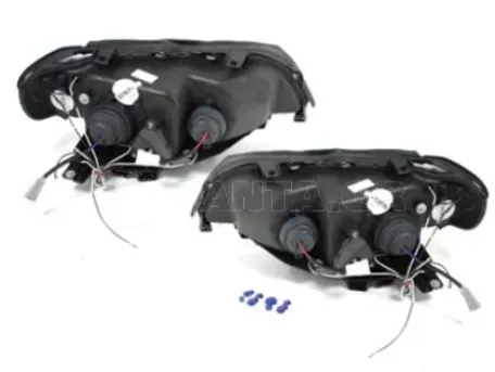 Φανάρια εμπρός angel eyes για BMW X5 (1999-2003) - black , με λάμπες (Η1) - σετ 2τμχ. 