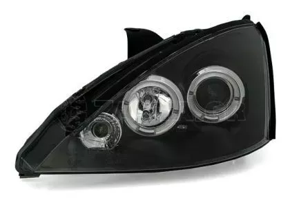 Φανάρια εμπρός angel eyes για Ford Focus (2001-2004) - μαύρα , με λάμπες (Η1) - σετ 2τμχ. 