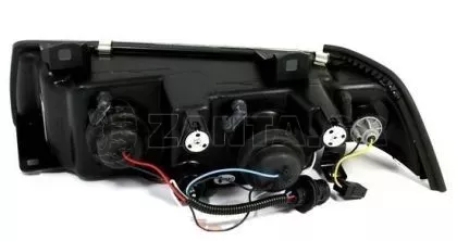 Φανάρια εμπρός angel eyes για BMW E36 (1991-1999) 4d sedan - black , με λάμπες (Η1) - σετ 2τμχ. 