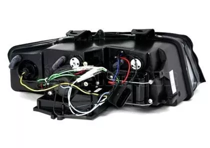 Φανάρια εμπρός led για Audi A4 (2001-2004) - μαύρο , με λάμπες (Η1) - σετ 2τμχ. 