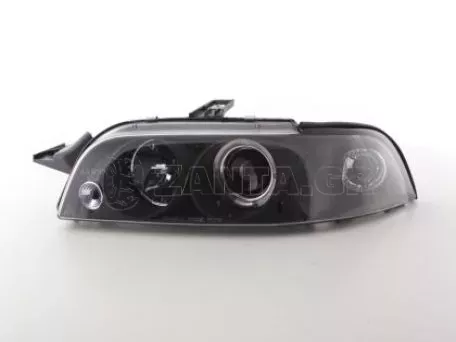 Φανάρια εμπρός angel eyes για Fiat Punto (1993-1999) - μαύρα , με λάμπες (Η1) - σετ 2τμχ. 