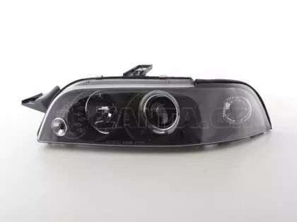 Φανάρια εμπρός angel eyes για Fiat Punto (1993-1999) - μαύρα , με λάμπες (Η1) - σετ 2τμχ.