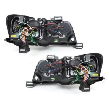 Φανάρια εμπρός led για Fiat Stilo 3 πορτο (2001-2008) - μαυρα , με λάμπες (Η1) - σετ 2τμχ. 