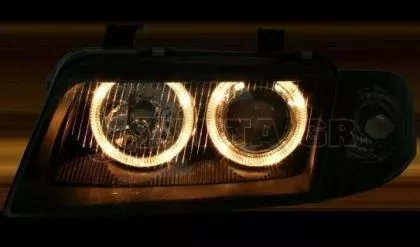 Φανάρια εμπρός angel eyes για Audi A4 (1995-1998) - μαύρα , χωρίς λάμπες (Η7) - σετ 2τμχ. 