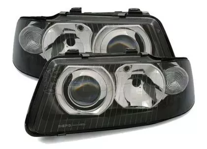 Φανάρια εμπρός για Audi A3 (2000-2003) - μαύρα , με λάμπες (Η1) - σετ 2τμχ. 
