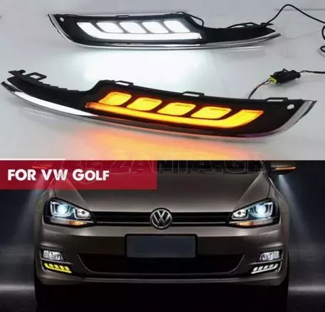 DRL Set Για VW Golf VII (7) 13-17 Με Απλό Προφυλακτήρα DRL & Φλας Dynamic 2 Τεμάχια 