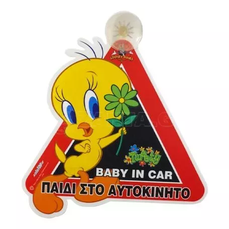 Σήμα ''Παιδί στο Αυτοκίνητο Tweety΄΄ Με Βεντούζα WΒ 5442 1 Τεμάχιο 