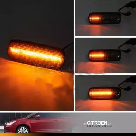 Φλας Καθρέπτη Για Citroen C4 04-11 Dynamic Led Canbus Μαύρο 2 Τεμάχια 