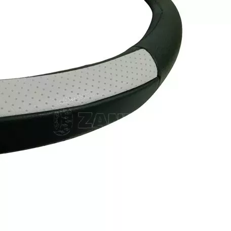 Κάλυμμα Τιμονιού Αυτοκινήτου Δερμάτινο Με PVC Μαύρο-Γκρι Medium 38cm 