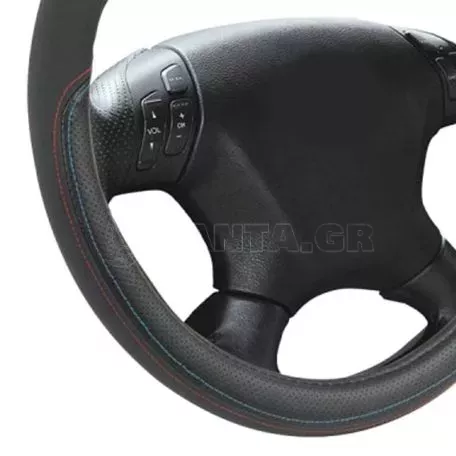 Κάλυμμα Τιμονιού Δερματίνη Tricolore M- Sport Μαύρο με 3 χρώματα ///Μ Medium 37-39cm 