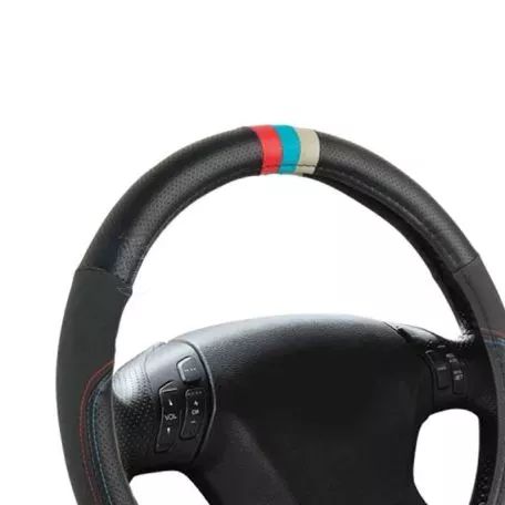 Κάλυμμα Τιμονιού Δερματίνη Tricolore M- Sport Μαύρο με 3 χρώματα ///Μ Medium 37-39cm 