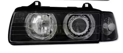 Φανάρια εμπρός angel eyes για Bmw E36 (1991-2000) 2d coupe - μαύρα , χωρίς λάμπες (Η7/H7) - σετ 2τμχ. 
