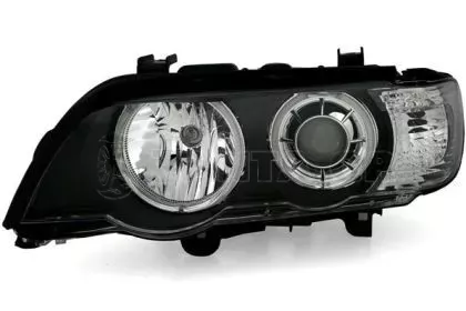 Φανάρια εμπρός angel eyes για BMW X5 με εργοστασιακά xenon (1999-2003) - μαύρα , χωρίς λάμπες (Η7) - σετ 2τμχ. 