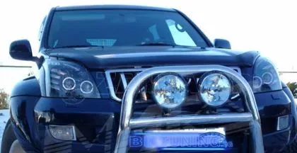 Φανάρια εμπρός angel eyes για Toyota Land Cruiser 120 (2003-2009) - μαύρα , με λάμπες (Η7) - σετ 2τμχ.