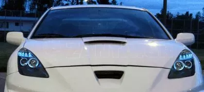 Φανάρια εμπρός angel eyes για Toyota Celica T230 (1999-2005) - μαύρα , με λάμπες (Η1) - σετ 2τμχ. 