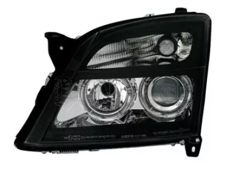 Φανάρια εμπρός angel eyes για Opel Vectra C (2002-2005) - μαύρα , χωρίς λάμπες (Η7) - σετ 2τμχ. 