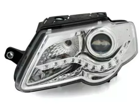 Φανάρια εμπρός led για Vw Passat 3C (2005+) - chrome , με λάμπες (Η1) - σετ 2τμχ. 