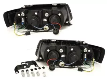 Φανάρια εμπρός led για Vw Passat 3Β/B5 (1997-2000) - μαύρα , με λάμπες (Η1) - σετ 2τμχ. 