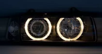 Φανάρια εμπρός angel eyes για Bmw E36 (1991-2000) 4d sedan - μαύρα , χωρίς λάμπες (Η7) - σετ 2τμχ. 