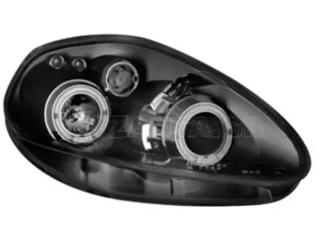 Φανάρια εμπρός angel eyes για Fiat Grande Punto (2005-2008) - μαύρα , με λάμπες (Η1) - σετ 2τμχ. 
