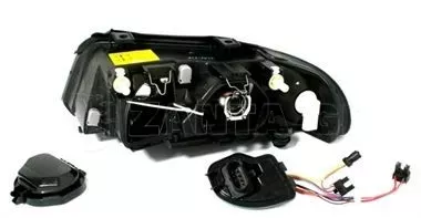 Φανάρια εμπρός για Audi A4 (1999-2001) - μαύρα , με λάμπες (Η7) - σετ 2τμχ. 