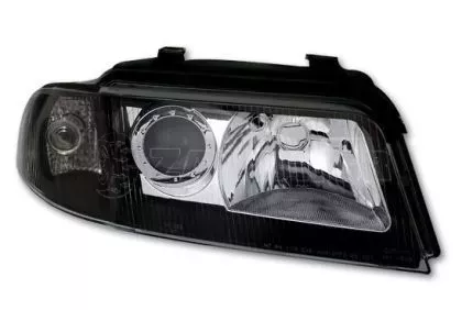 Φανάρια εμπρός για Audi A4 (1999-2001) - μαύρα , με λάμπες (Η7) - σετ 2τμχ. 