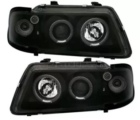 Φανάρια εμπρός angel eyes για Audi A3 (1996-2000) - μαύρα , χωρίς λάμπες (Η1) - σετ 2τμχ. 